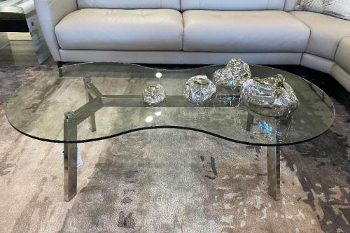 Glass Cocktail Table With Metal Base