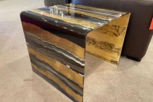 Hand Painted Glass Side Table