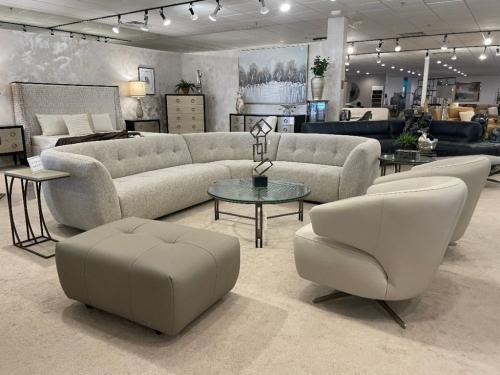3 Pc. Sectional & 2 Swivel Chairs In Leather