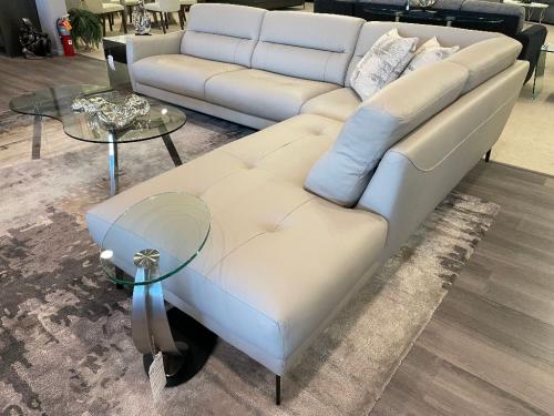 2 Pc. Leather Sectional With Tufted Seats