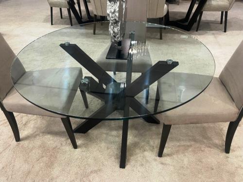 Glass Top Dining Table With Wood Base