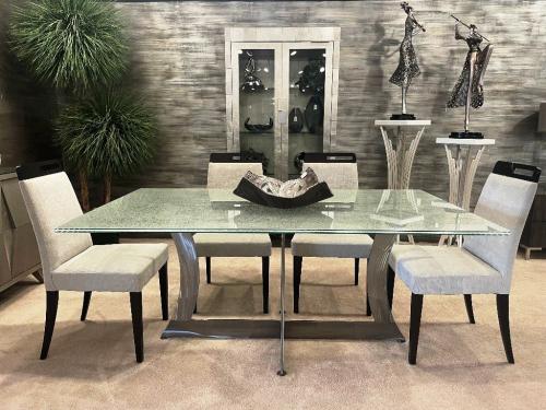 Dining Table With Crackle Glass Top