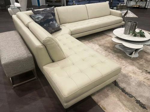 2 Pc. Leather Sectional With Tufted Seats
