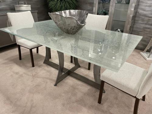 Dining Table With Crackle Glass Top