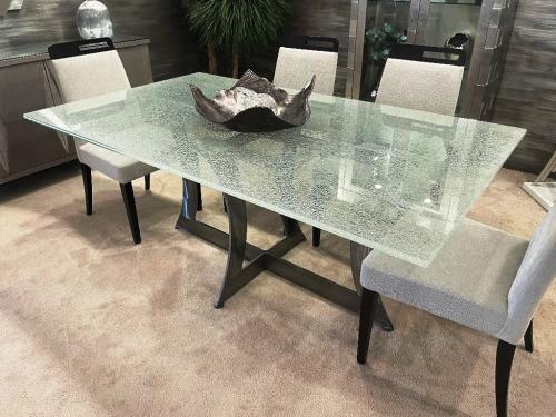 Dining Table With Crackle Glass Top